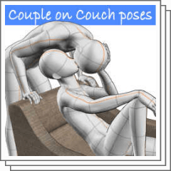 ソファーでくつろぐカップルポーズ Couple On Couch Clip Studio Assets