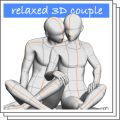 Two People Relaxing Pose Relaxed 3d Poses Clip Studio Assets