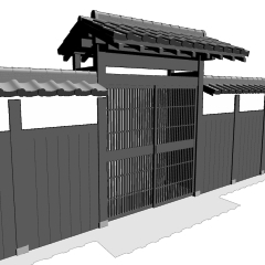 お屋敷の門 塀付き Clip Studio Assets