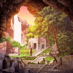 Come See Background Material Dungeon Hen Cave Ruins Waterfall Iseki02dou M Y Evening Clip Studio Assets