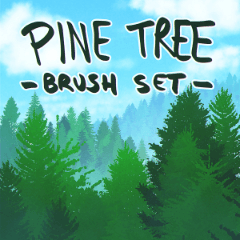 Pine tree brush set - CLIP STUDIO ASSETS