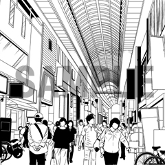 Shopping Street Background Drawing Clip Studio Assets