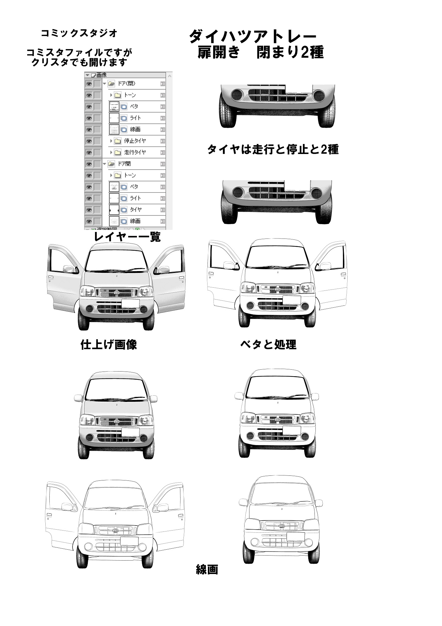 Front view of Daihatsu Atlay - CLIP STUDIO ASSETS