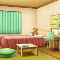 ぬいぐるみのあるファンシーな部屋＿夜みにくる背景素材日常