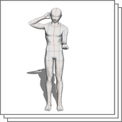 照れながら左手で物を受け取るポーズ Clip Studio Assets