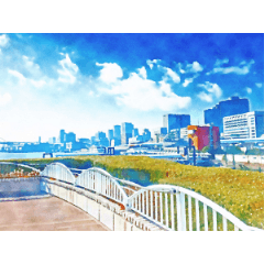 A 都会の港3水彩風 Clip Studio Assets