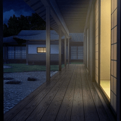 Background Material Edo Hen Porch Edo02n Night Clip Studio Assets