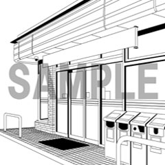 Convenience Store Background Line Drawing Clip Studio Assets