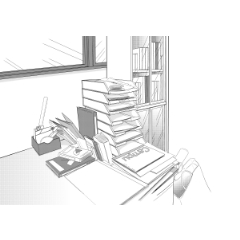 Office Desk 01 Cartoon Background Material Pre Finished Clip Studio Assets