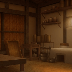 Kitchen ① _ The background material to come to the evening _ Edo 01 ...