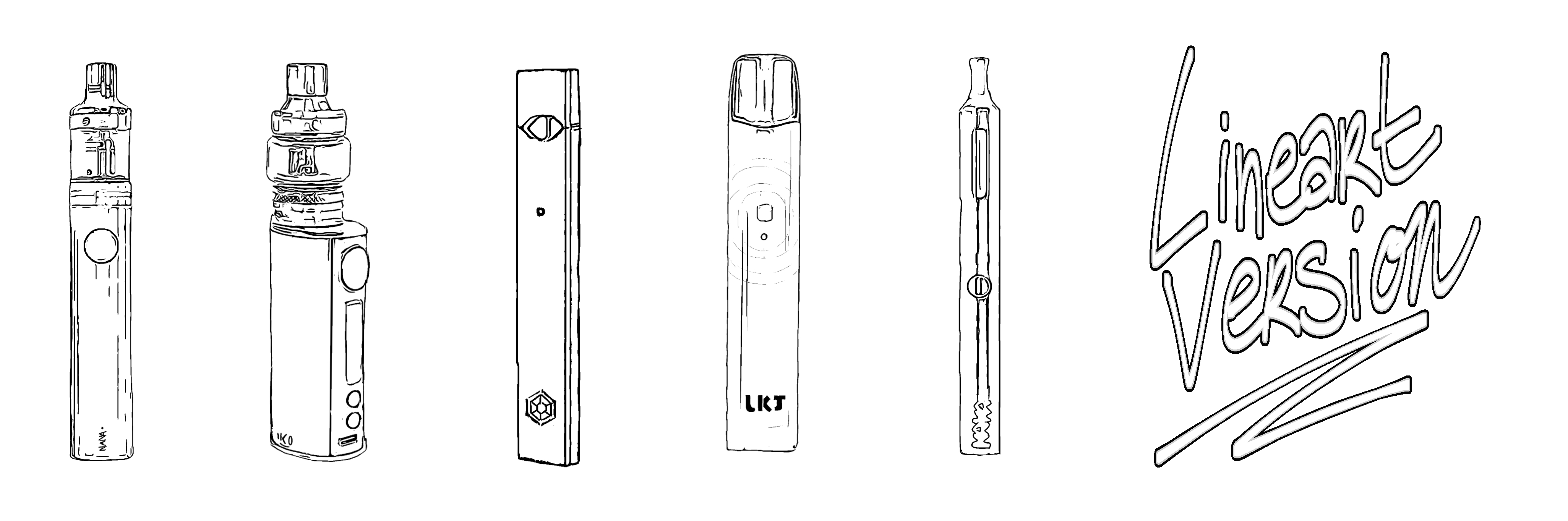 Vapes lineart ver.Electronic cigarette model, one line art version